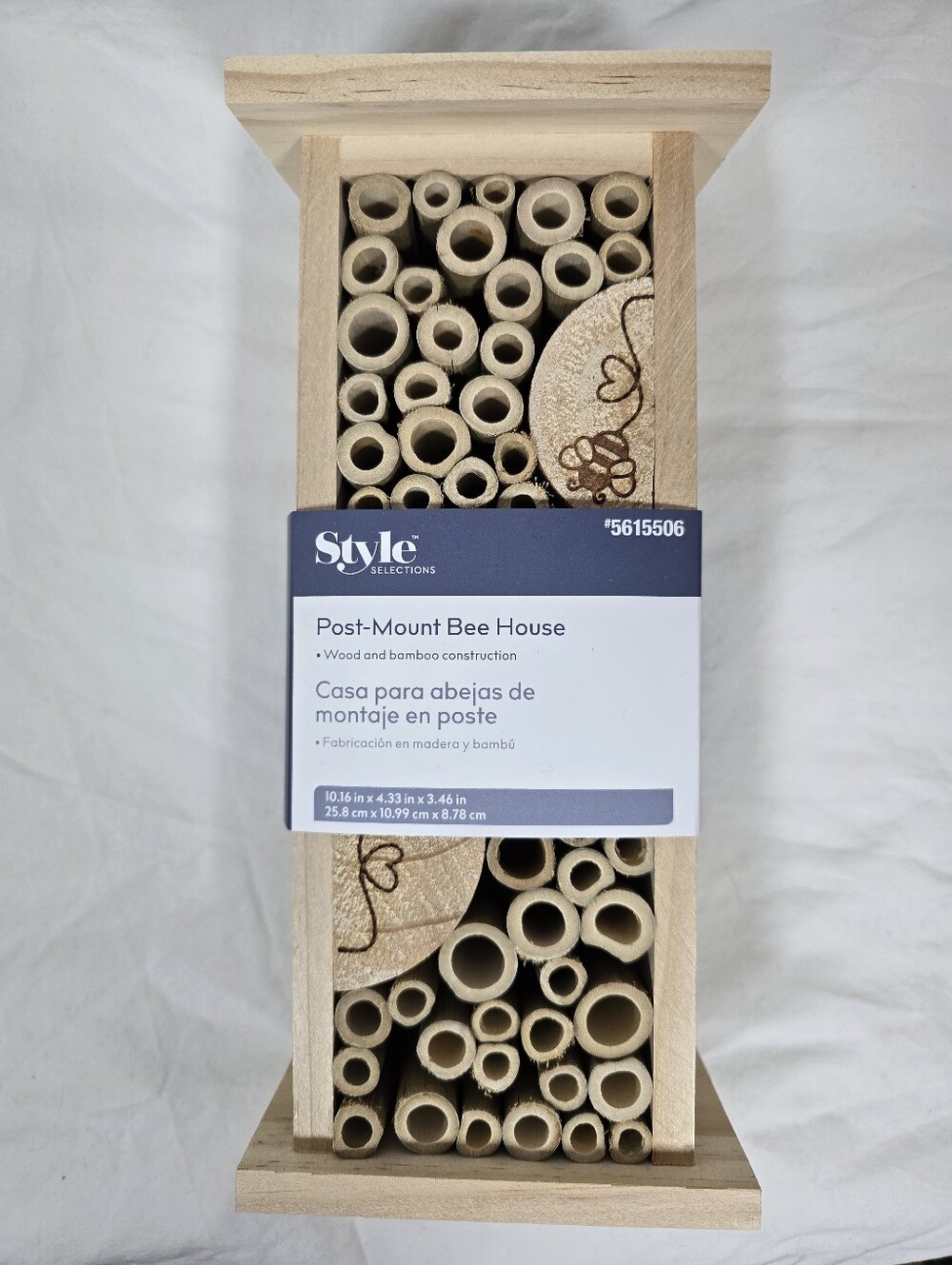 Style Selections Post Mount Bee House Wood Bamboo Heart Hotel